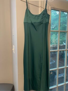 a new day Emerald Green Satin Midi Slip Dress